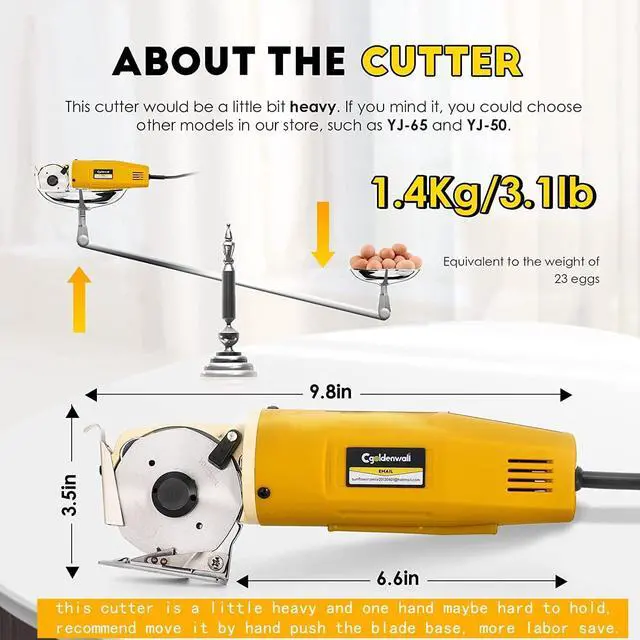 Alt view image 4 of 7 - Electric Rotary Fabric Cutter, Multi-layer Electric Fabric Scissors with 1"Cutting Thickness, for Cloth Fabric Leather and Carpet, Comes with Replacement Blades, Sharpening Stones 110V