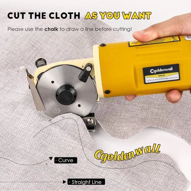 Alt view image 2 of 7 - Electric Rotary Fabric Cutter, Multi-layer Electric Fabric Scissors with 1"Cutting Thickness, for Cloth Fabric Leather and Carpet, Comes with Replacement Blades, Sharpening Stones 110V
