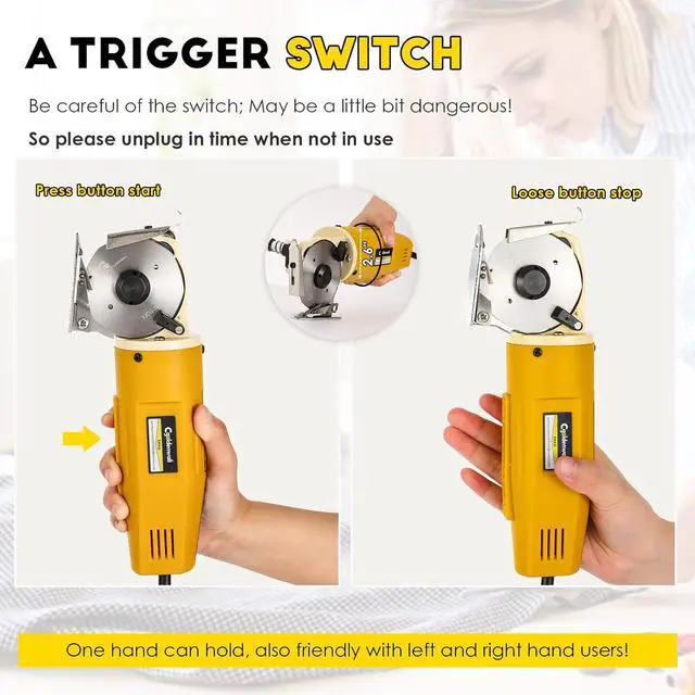 Alt view image 3 of 7 - Electric Rotary Fabric Cutter, Multi-layer Electric Fabric Scissors with 1"Cutting Thickness, for Cloth Fabric Leather and Carpet, Comes with Replacement Blades, Sharpening Stones 110V