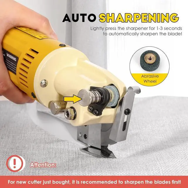 Alt view image 6 of 7 - Electric Rotary Fabric Cutter, Multi-layer Electric Fabric Scissors with 1"Cutting Thickness, for Cloth Fabric Leather and Carpet, Comes with Replacement Blades, Sharpening Stones 110V