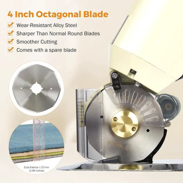 Alt view image 5 of 7 - Fabric Cutter Electric Cloth Cutting Machine Roller with Extra 4 Inch Rotary Blade Hand Held Fabric Slitting Machine For Multi-Layer Clothing, Textiles, Paper, Blanket, Hat, etc
