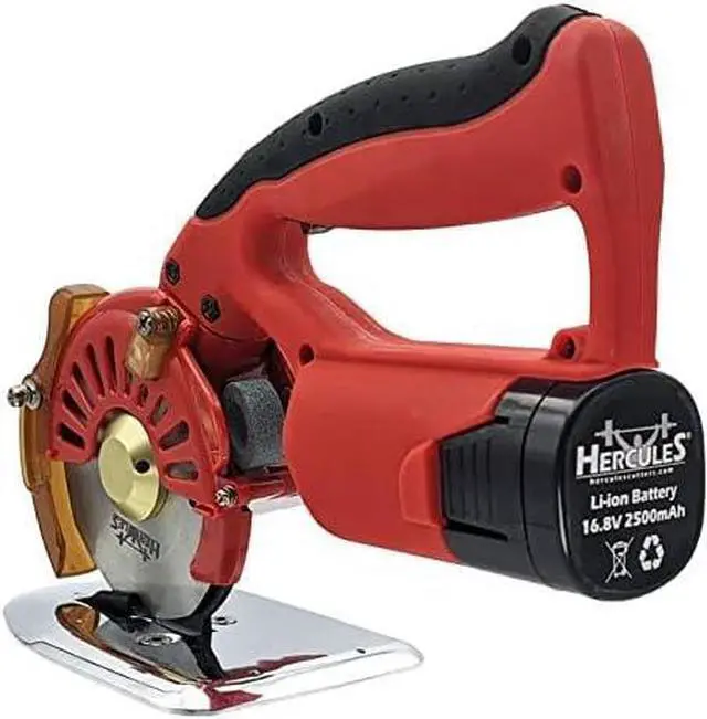 Alt view image 4 of 7 - RK-BAT-100 5-Speed Cordless Electric Rotary Cutter for Cloth, Leather, Natural and Synthetic Fabrics  4 Inch Single & Multi-Layer Round Knife Cutting Machine, Color is random
