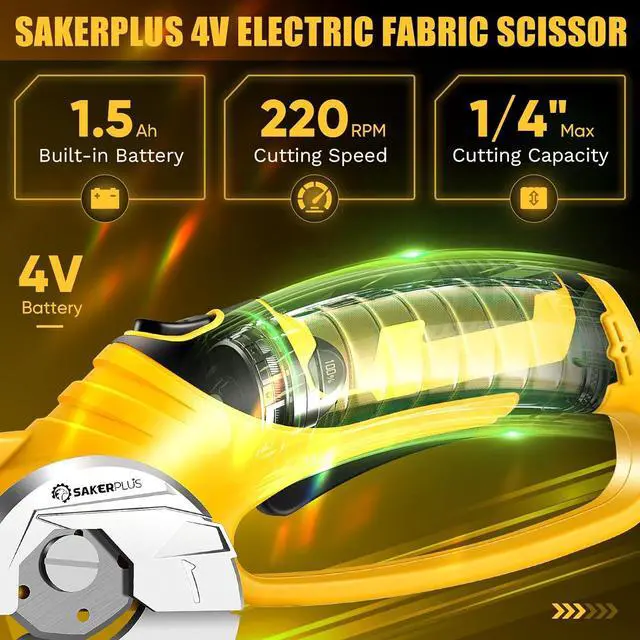 Alt view image 3 of 6 - Cordless Electric Scissors,4V Rechargeable Cardboard Box Cutter Heavy Duty Fabric Scissor with Safety Lock & LED Light,Power Rotary Cutter for Leather Carpet Plastic Cutting,Sewing,Crafting