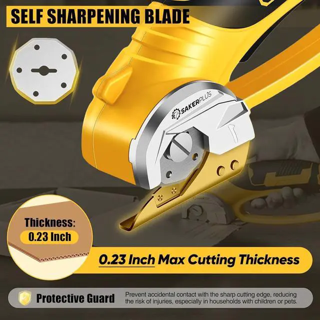 Alt view image 4 of 6 - Cordless Electric Scissors,4V Rechargeable Cardboard Box Cutter Heavy Duty Fabric Scissor with Safety Lock & LED Light,Power Rotary Cutter for Leather Carpet Plastic Cutting,Sewing,Crafting