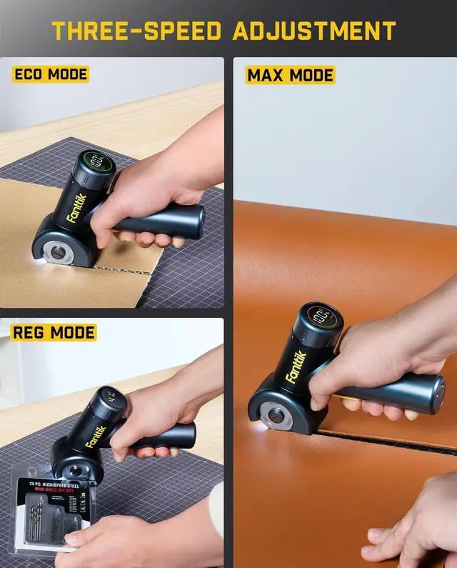 Alt view image 3 of 7 - C8 Nano 3.7V Cordless Electric Scissors with LED Display, Rechargeable Cardboard Cutter with 2 Blades, EasySwap Blade Change, LED Light, for Thin Cardboard Carpet Leather - Black