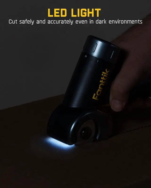 Alt view image 6 of 7 - C8 Nano 3.7V Cordless Electric Scissors with LED Display, Rechargeable Cardboard Cutter with 2 Blades, EasySwap Blade Change, LED Light, for Thin Cardboard Carpet Leather - Black