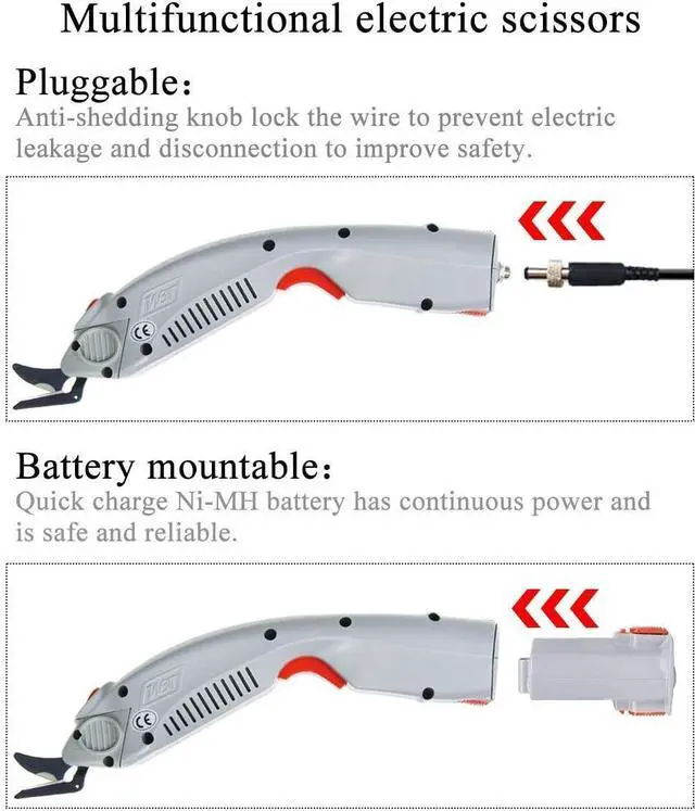 Alt view image 3 of 6 - Wbt-1 Electric Fabric Scissors Cordless Fabric Shears Rechargeable Cloth Cutter for Carpet/Leather/Rubber/Paperboard (1 Battery & A Blade)