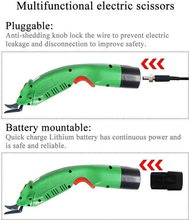 Alt view image 6 of 7 - WBT-2 Cordless Electric Scissors for Cutting Fabric/Carpet/Sponge/Paperboard Fiberglass Scissor w/ 2 Blades 5000mAh Large Battery Low Noise