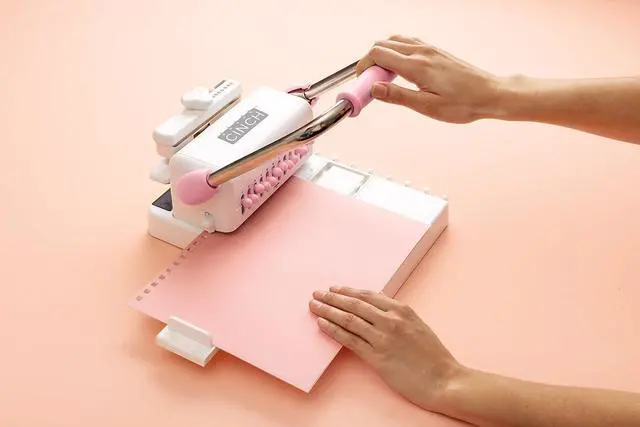 Alt view image 5 of 7 - Cinch Book Binding Machine 2, Pink/White, Easy to Use Design with Slide Ruler, Compatible with Wire or Spiral Coils, Make Professional Books, Notebooks, Calendars and More