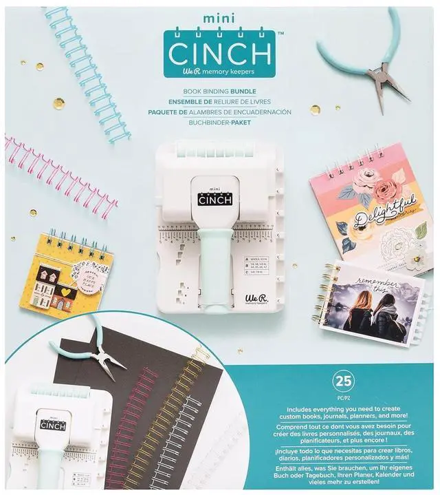 Alt view image 3 of 7 - Memory Keepers Mini Cinch Bundle Includes Book Binding Machine, 16 Wires, Wire Cutters, and Six Black Bookboards, Easy to Use Design, Ruler, Wire or Spiral Coils, DIY Books, Notebooks, Calendars