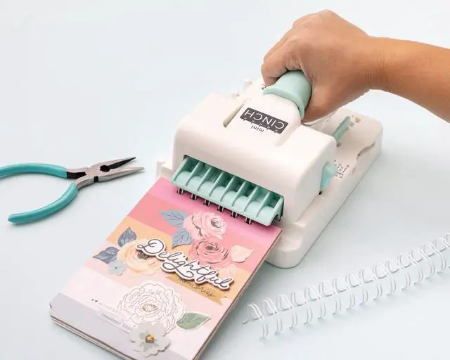 Alt view image 4 of 7 - Memory Keepers Mini Cinch Bundle Includes Book Binding Machine, 16 Wires, Wire Cutters, and Six Black Bookboards, Easy to Use Design, Ruler, Wire or Spiral Coils, DIY Books, Notebooks, Calendars