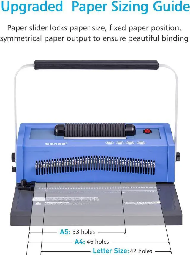 Alt view image 4 of 7 - Spiral Coil Binding Machine, Manual Book Maker Punch Binder with Electric Coil Inserter, Disengaging pins, Adjustable Side Margin, Comes with 100pcs 5/16'' Plastic Coil Binding Spines & Plier