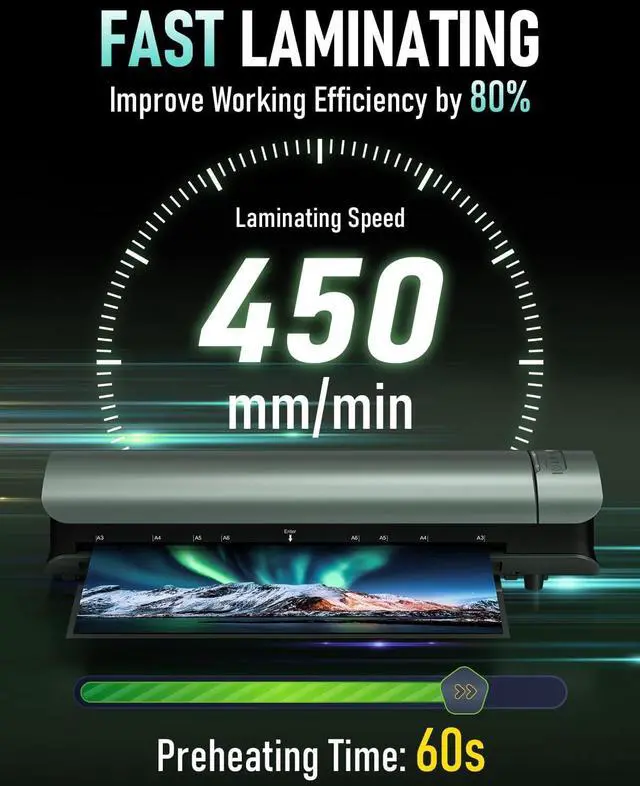 Alt view image 2 of 7 - Machine 13 Inch Cold Thermal Laminate Machine for A3/A4/A5/A6, 60s Warm-up Lamination Machine 11x17 with 30 Laminating Sheets, 9 in 1 Personal Laminating Machine for Home Office School