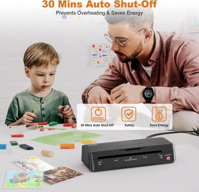 Alt view image 5 of 7 - 9-Inch Thermal Laminator Machine, World's First Open-Lid Design, Remove Jam in 5s, Auto Shut-Off, NTC Temperature Control, 5 Laminating Sheets for Teacher School Home Office Personal, Black