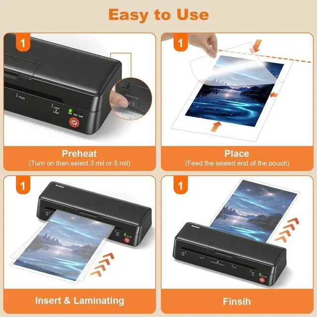 Alt view image 6 of 7 - 9-Inch Thermal Laminator Machine, World's First Open-Lid Design, Remove Jam in 5s, Auto Shut-Off, NTC Temperature Control, 5 Laminating Sheets for Teacher School Home Office Personal, Black