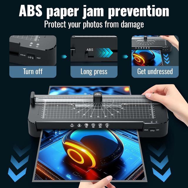 Alt view image 5 of 7 - Laminator 13 Inch Wide with Laminating Sheets 50pcs, Hot and Cold Laminator Machine with Paper Trimmer, Thermal Laminator 11x17 for A3 A4 A5 A6 with Corner Rounder for Home Office School Use