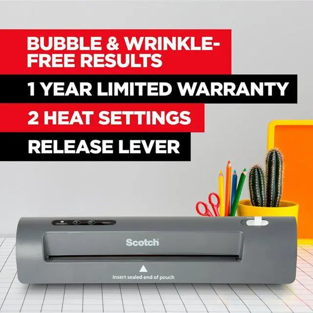 Alt view image 2 of 7 - Thermal Laminator and Pouch Bundle, 2 Roller System, Laminate up to 9" Wide (TL901X) with Scotch Laminating Pouches, 200-Pack (TP3854-200)