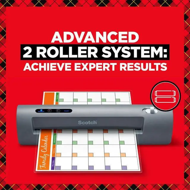 Alt view image 7 of 7 - Thermal Laminator and Pouch Bundle, 2 Roller System, Laminate up to 9" Wide (TL901X) with Scotch Laminating Pouches, 200-Pack (TP3854-200)