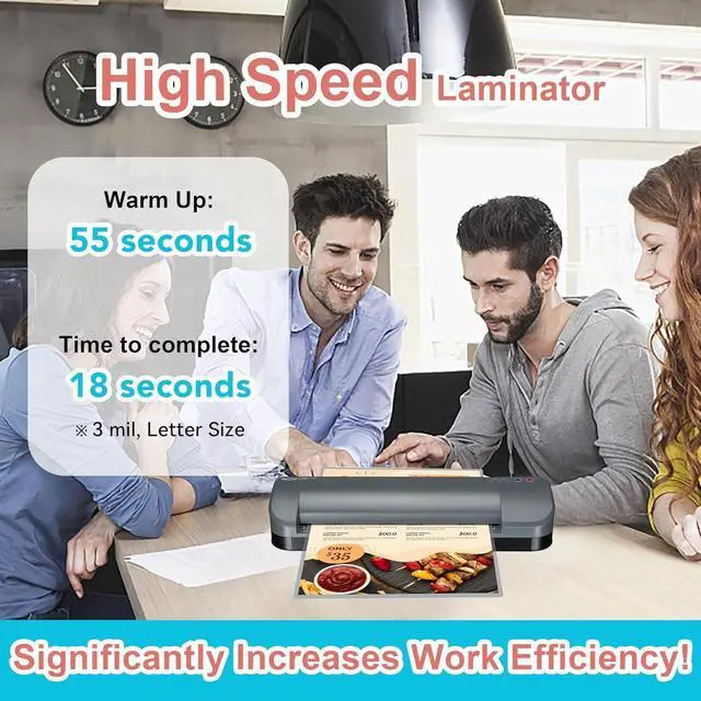 Alt view image 2 of 7 - 3-10 mil, 4-Roller Commercial Laminating Machine with Laminating Sheets, 55-Second Warm-up, 40 Inches/Minute, 13-Inch Thermal Laminator Machine for Office, School, Home