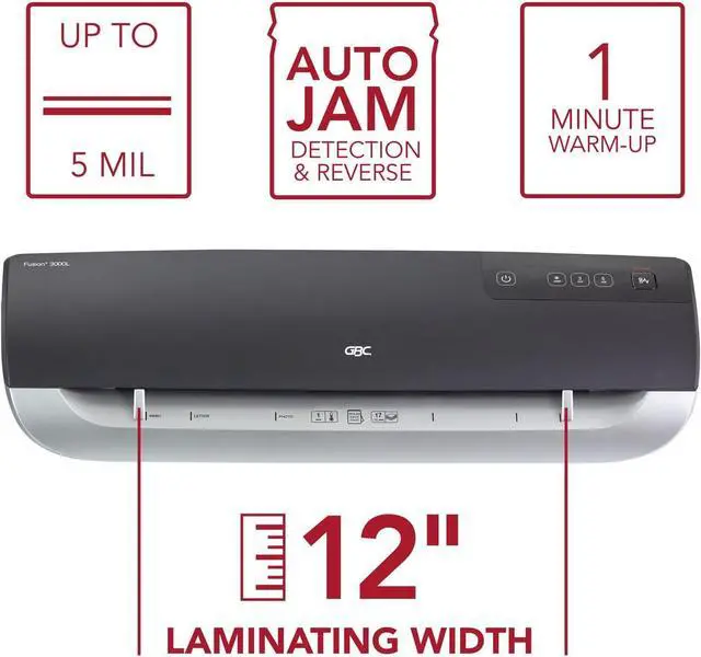 Alt view image 3 of 6 - Thermal Laminator Machine, Fusion 3000L, 12 Inch, 1 Min Warm-up, 3 or 5 Mil, with 30 EZUse Laminating Pouches (1703075)