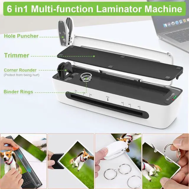 Alt view image 3 of 7 - Laminator Machine with Laminating Sheets A4 Portable Thermal Lamination 9-Inch Laminate for Personal Office School Home Use, 6 in 1 Laminater Quick Warm Up Never Jam