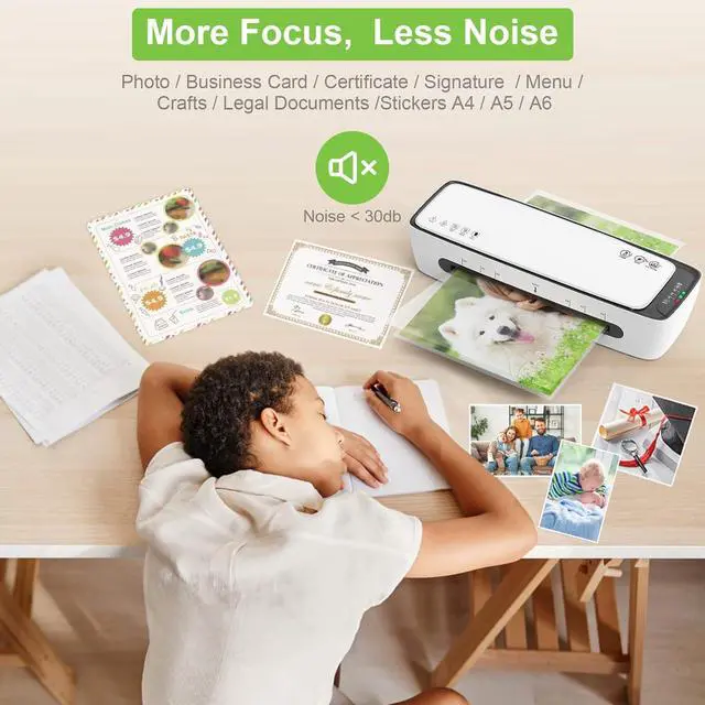 Alt view image 7 of 7 - Laminator Machine with Laminating Sheets A4 Portable Thermal Lamination 9-Inch Laminate for Personal Office School Home Use, 6 in 1 Laminater Quick Warm Up Never Jam