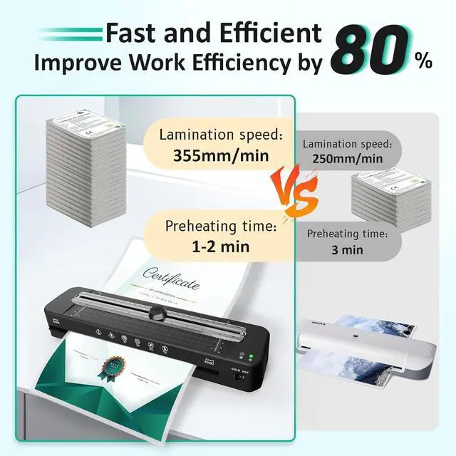 Alt view image 2 of 6 - 13 Inch Laminator Machine, 11x17 Laminator with 50 Laminating Sheets, Cold & Thermal Laminator Built-in Paper Cutter & Corner Rounder, A3 Laminating Machine for Classroom Home School