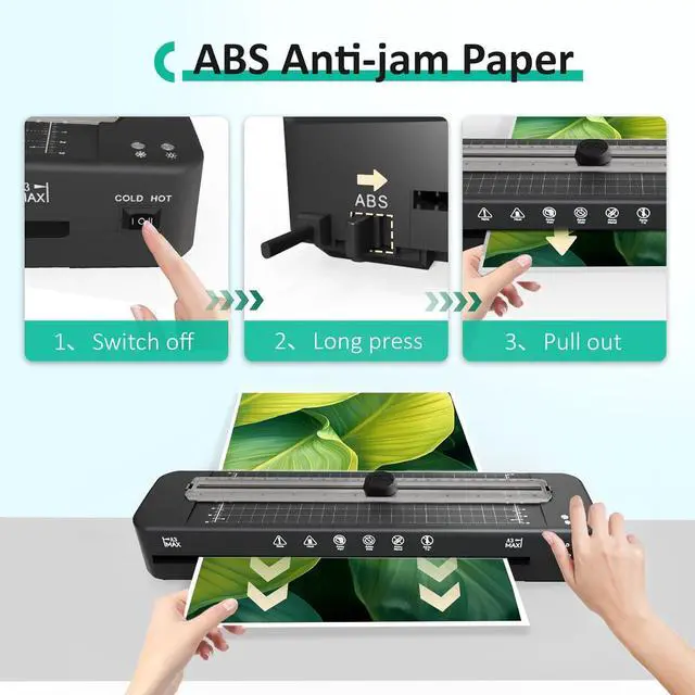 Alt view image 5 of 6 - 13 Inch Laminator Machine, 11x17 Laminator with 50 Laminating Sheets, Cold & Thermal Laminator Built-in Paper Cutter & Corner Rounder, A3 Laminating Machine for Classroom Home School