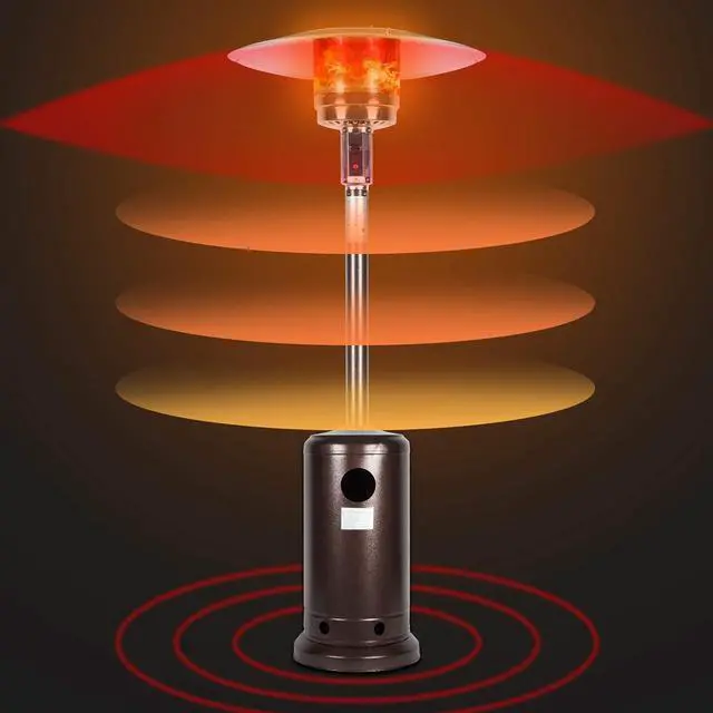 Alt view image 4 of 6 - Outdoor Mushroom Heater Patio Propane 48,000 BTU for Outdoor Heating Deck Heater with Umbrella Dome and Wheeled Floor-standing Rust Free for Patio Porch and Backyards
