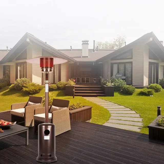 Alt view image 5 of 6 - Outdoor Mushroom Heater Patio Propane 48,000 BTU for Outdoor Heating Deck Heater with Umbrella Dome and Wheeled Floor-standing Rust Free for Patio Porch and Backyards