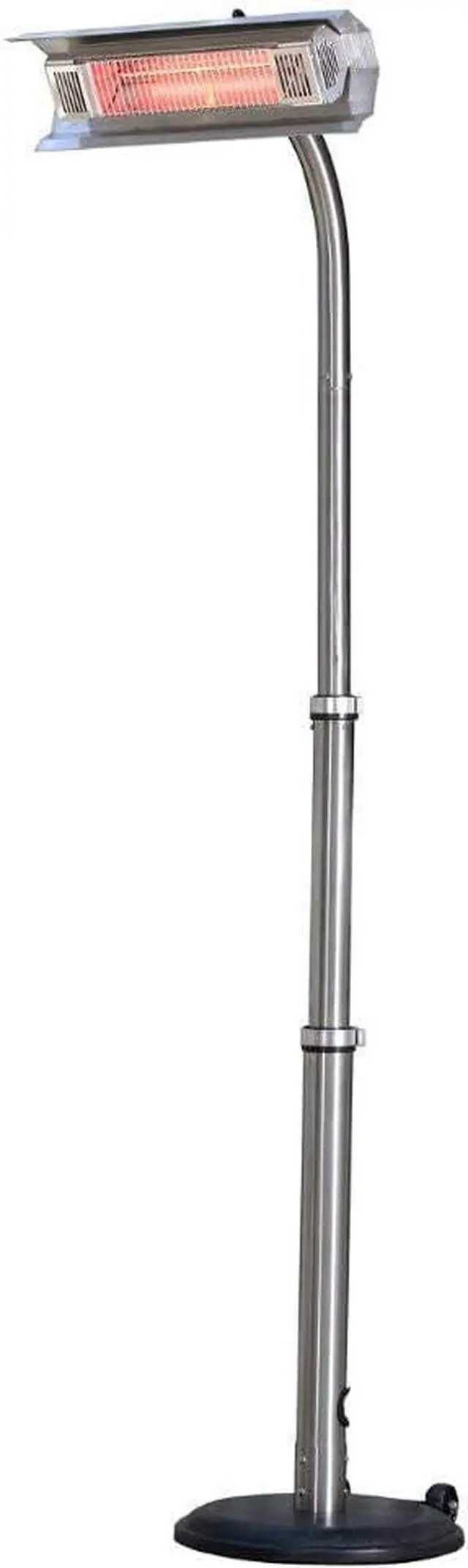 Main image of 02117 Telescoping Offset Pole Mounted Infrared Patio Heater With Wheels 1500 Watt Indoor Outdoor Powder Coated Steel Tip over Protection System Cover Included - Stainless Steel