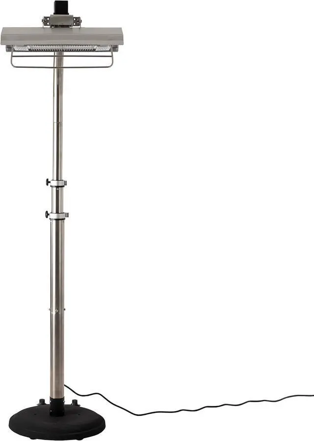 Alt view image 4 of 7 - 02117 Telescoping Offset Pole Mounted Infrared Patio Heater With Wheels 1500 Watt Indoor Outdoor Powder Coated Steel Tip over Protection System Cover Included - Stainless Steel