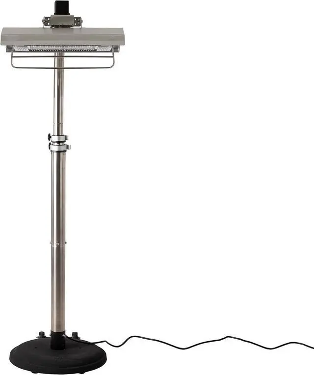 Alt view image 3 of 7 - 02117 Telescoping Offset Pole Mounted Infrared Patio Heater With Wheels 1500 Watt Indoor Outdoor Powder Coated Steel Tip over Protection System Cover Included - Stainless Steel