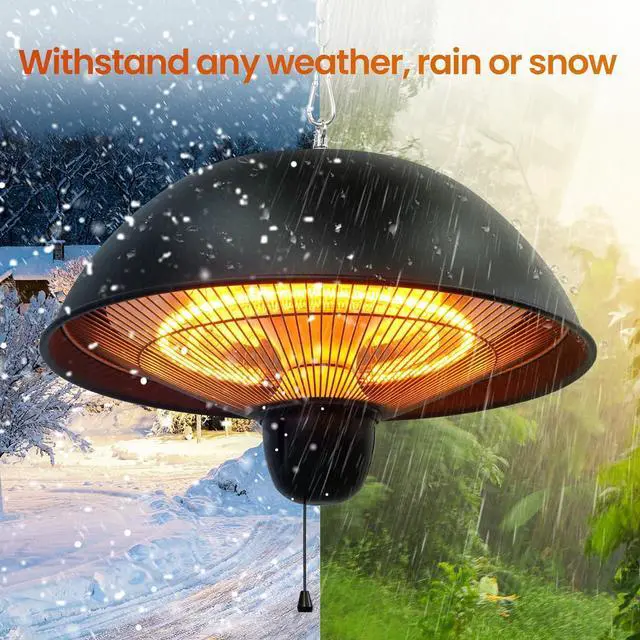 Alt view image 5 of 7 - Patio Heater, Outdoor/Indoor Electric Infrared, Ceiling Heater with 3 Adjustable Modes 600W/900W/1500W.