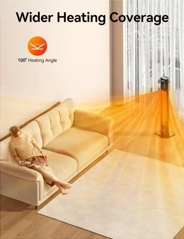 Alt view image 2 of 7 - Outdoor Heaters, 1s Heating Carbon Infrared Patio Heaters With Remote, 9 Heat Levels, 24H Timer, IPX5 Waterproof, 42in Electric Space Heaters for Home, Office, Restaurant, Patio, and Garage