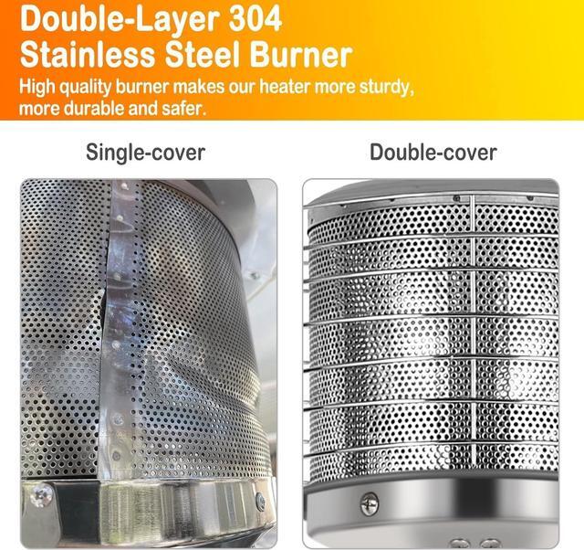 Alt view image 3 of 7 - 13,000 BTU Propane Patio Heater, Mini Tabletop Outdoor Heater with Triple Protection System, Double-Layer Stainless Steel Burner, Outside Heaters for Garden, Patio and Residential, Black