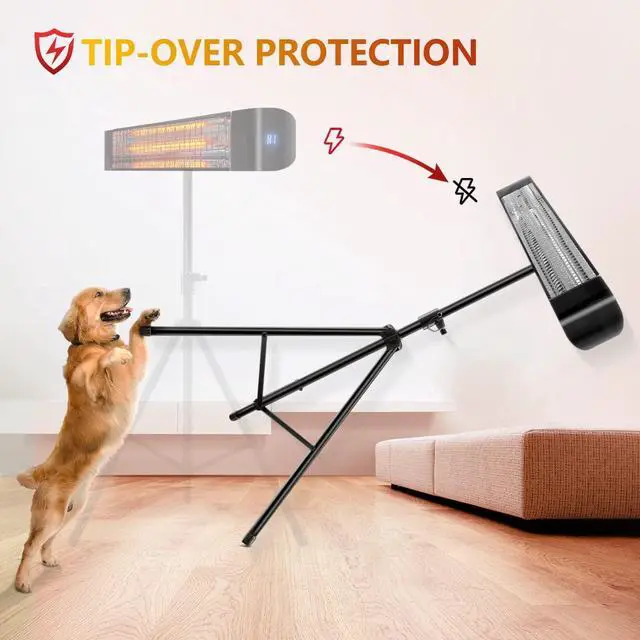 Alt view image 5 of 6 - Electric Outdoor Heater, Infrared Patio Heater for Outdoor/Indoor Use, Wall Mounted/Ceiling/Tripod Infrared Heater Outdoor, 1500W Electric Patio Heater, CSA certificate.