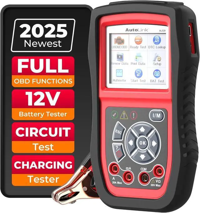 Main image of Autel AL539B OBD2 Scanner, 3-in-1 Code Reader Battery Tester Avometer for 12 Volts Batteries, Full OBDII Diagnosis and Circuit Starting & Charging Systems Test, All Enhanced Ver. of AL519 AL539