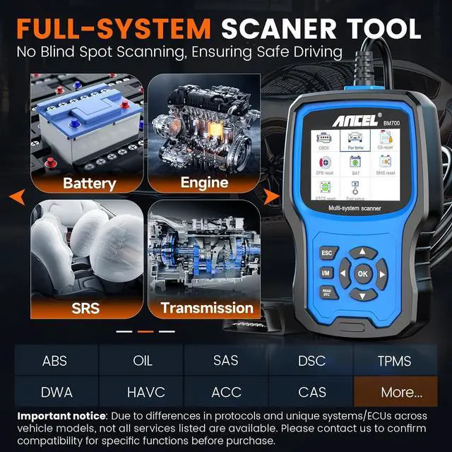 Alt view image 3 of 7 - BM700 Fit for BMW OBD2 Scanner - Full System Diagnostic Scan Tool with All Reset Services, Battery Registration Tool for BMW Mini Cooper Code Reader, Enhanced CBS Reset/Correct, EGS, CAS Reset