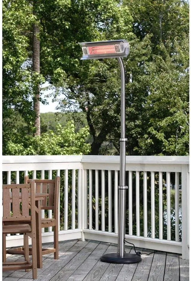 Alt view image 5 of 7 - 02117 Telescoping Offset Pole Mounted Infrared Patio Heater With Wheels 1500 Watt Indoor Outdoor Powder Coated Steel Tip over Protection System Cover Included - Stainless Steel