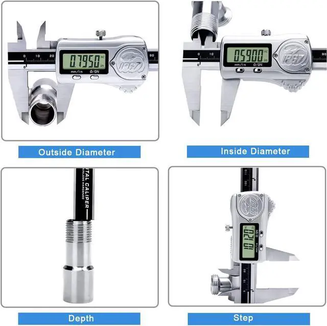 Alt view image 3 of 7 - Digital Caliper, Calipers Measuring Tool with IP67 Waterproof, Extreme Accuracy, Stainless Steel Design, Auto Power Off, Switch from Inch Metric (6Inch/150MM)