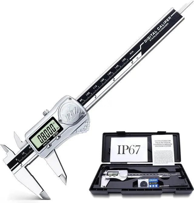 Main image of Digital Caliper, Calipers Measuring Tool with IP67 Waterproof, Extreme Accuracy, Stainless Steel Design, Auto Power Off, Switch from Inch Metric (6Inch/150MM)