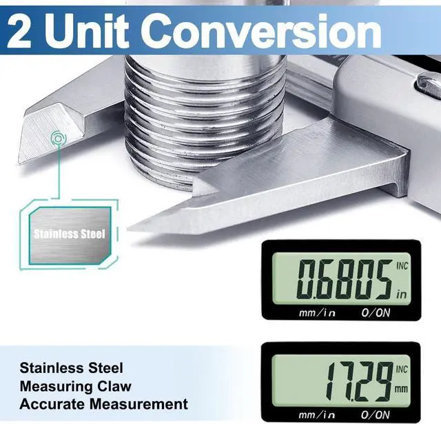 Alt view image 7 of 7 - Digital Caliper, Calipers Measuring Tool with IP67 Waterproof, Extreme Accuracy, Stainless Steel Design, Auto Power Off, Switch from Inch Metric (6Inch/150MM)