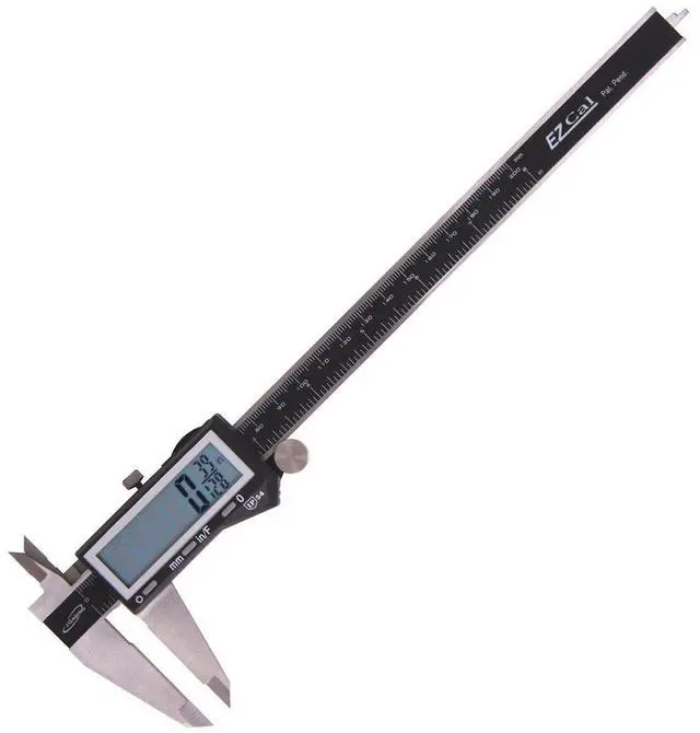 Main image of EZCal Digital Caliper 0-8"/200 mm - IP54 Electronic Caliper with Extra-Large LCD Display - Quick & Accurate Measurements in Inch, Metric, & Fraction Modes - Includes Case, Manual, & Battery