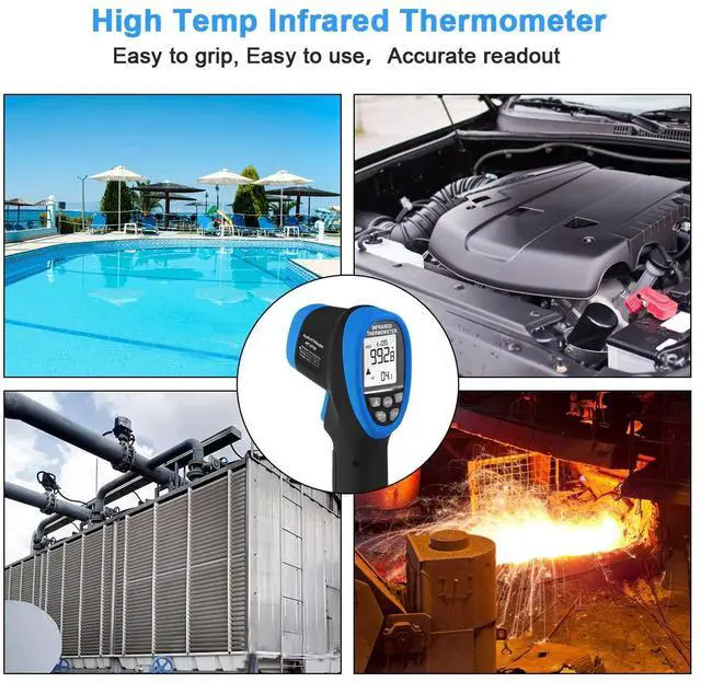Alt view image 6 of 7 - High Temp Thermometer Gun, AP-2732 Laser Thermometer Gun -58~2732(-50 ~ 1500), 30:1 Industrial Laser Thermometer Gun with Backlit, Non-Contact Thermometer for Pizza ovens, Kiln, Forge