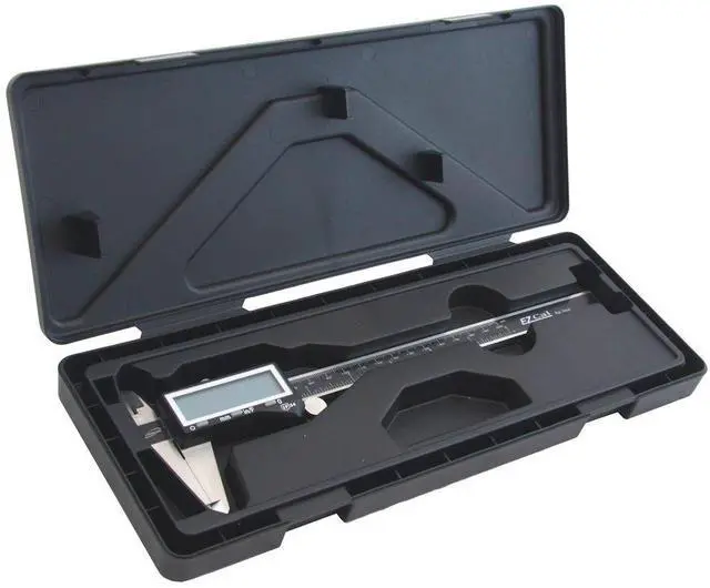 Alt view image 3 of 3 - EZCal Digital Caliper 0-8"/200 mm - IP54 Electronic Caliper with Extra-Large LCD Display - Quick & Accurate Measurements in Inch, Metric, & Fraction Modes - Includes Case, Manual, & Battery