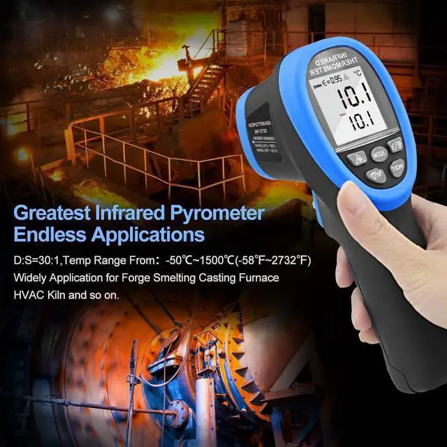 Alt view image 5 of 7 - High Temp Thermometer Gun, AP-2732 Laser Thermometer Gun -58~2732(-50 ~ 1500), 30:1 Industrial Laser Thermometer Gun with Backlit, Non-Contact Thermometer for Pizza ovens, Kiln, Forge