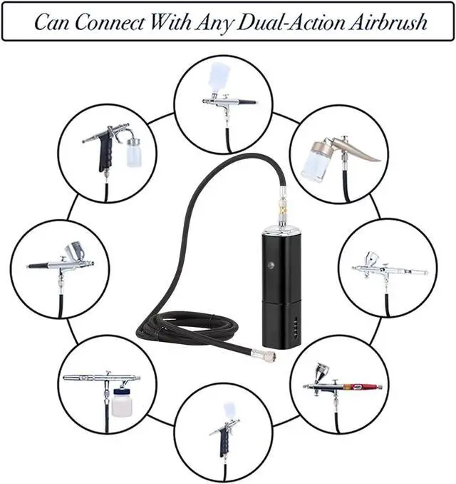 Alt view image 7 of 7 - Casubaris cordless Portable Airbrush kit with Compressor,Rechargeable and replaceable auto Stop Dual Action air Brush Pen,Match Different Airbrush Guns for Barbers Model Painting Nail Art Craft Makeup