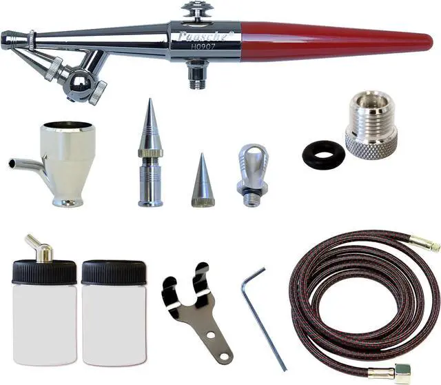 Main image of Paasche Airbrush H-Set Single Action Siphon Feed Airbrush Set , Red