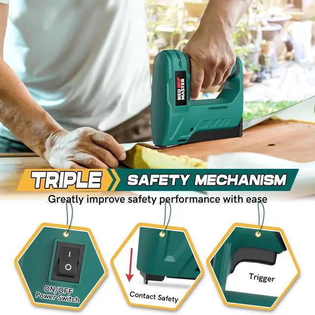Alt view image 5 of 7 - Staple Gun Cordless, NTC0070 Li-ion Rechargeable Battery Staple Guns kit with Staples and USB Charger, Power Tacker for Upholstery, Material Repair, Decoration, Carpentry, Furniture DIY